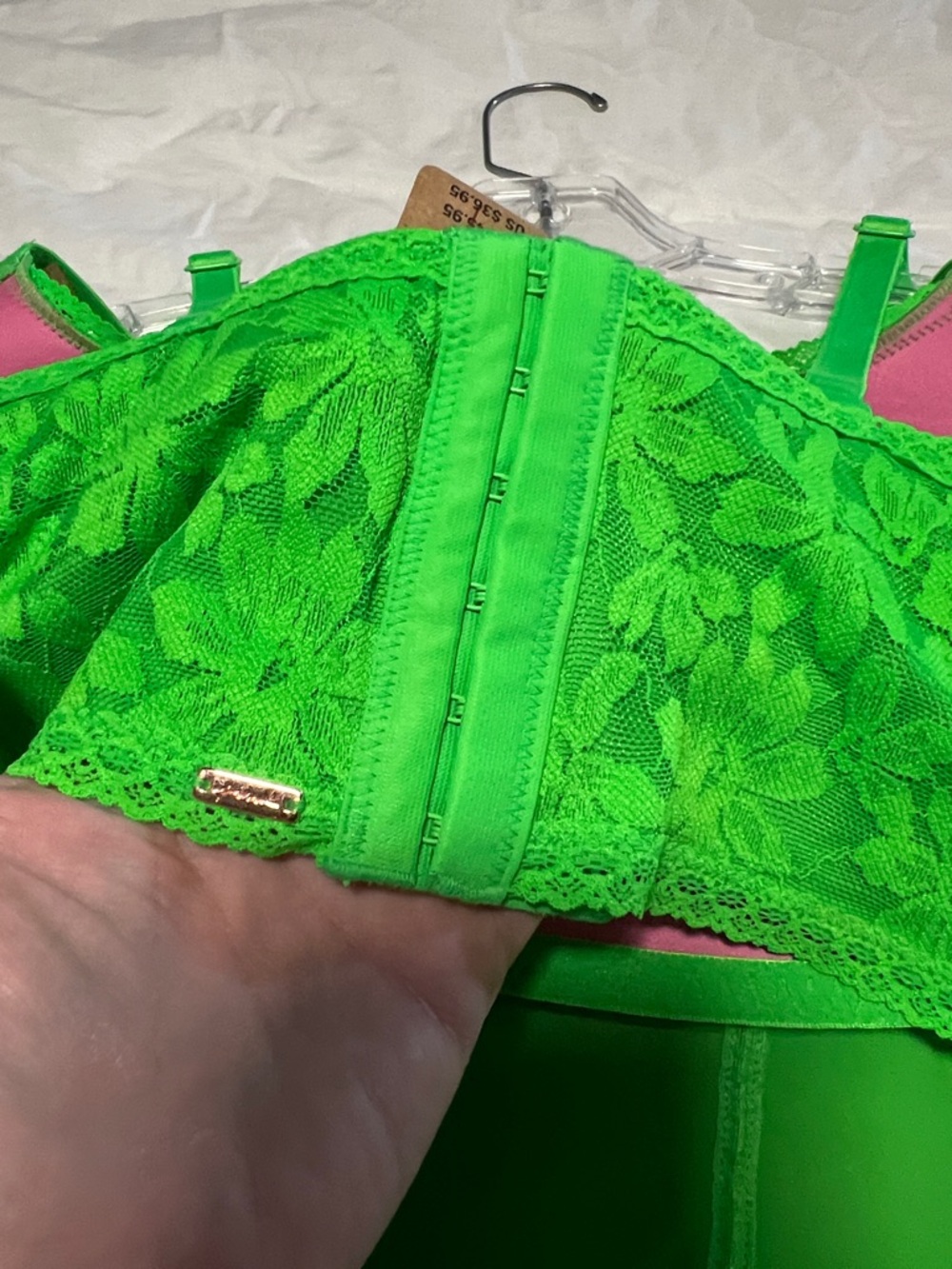 Pink by Victoria Secret Lace Bralette Camisole in Green with extra bra support - Picture 3 of 5